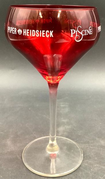 Piper Heidsieck, 4 promotional ruby-red glass...