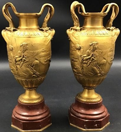 Paire de vases néo classique en bronze doré...