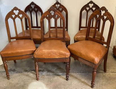 6 late 19th-century Neo-Gothic chairs, known...