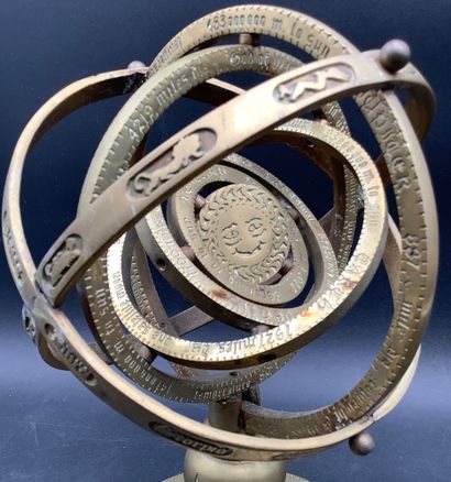 English brass armillary sphere engraved with...