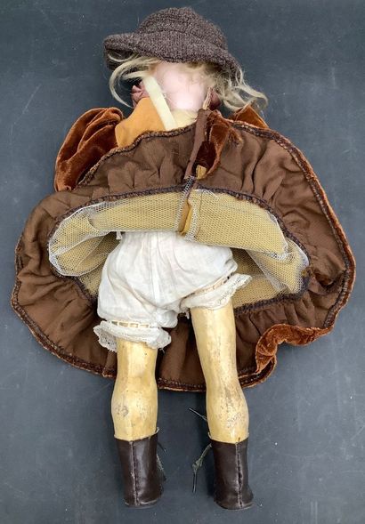 Antique German doll, biscuit porcelain head...