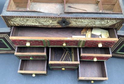 Antique tabletop cabinet made of bone and...