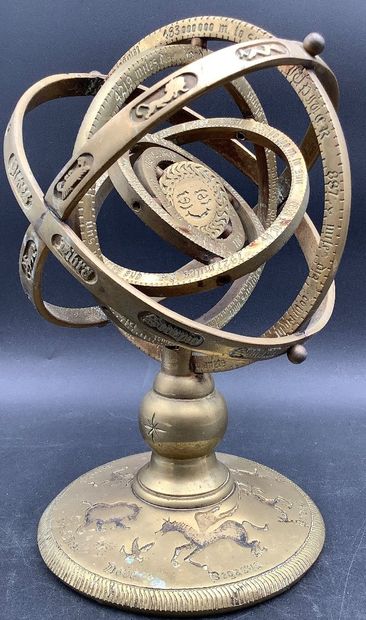 English brass armillary sphere engraved with...