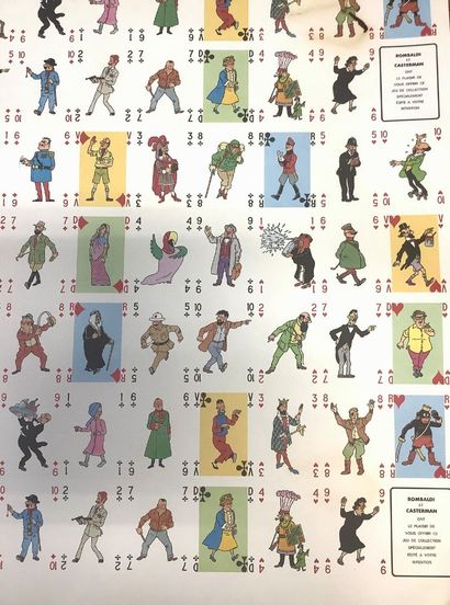 TINTIN, rare planche / poster de jeu de cartes...
