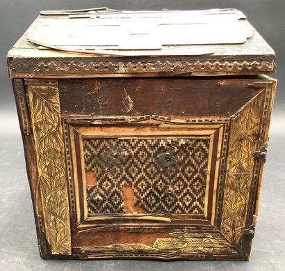 Antique tabletop cabinet made of bone and...