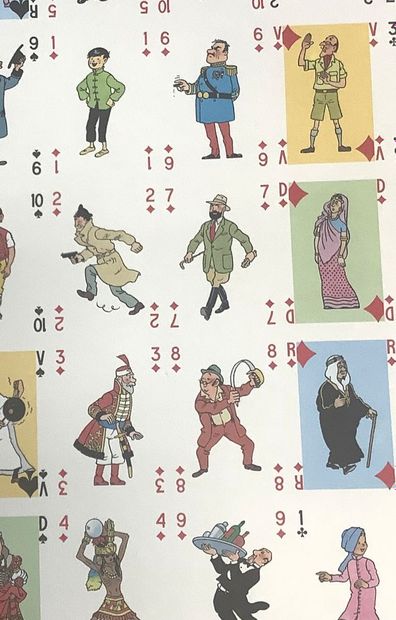 TINTIN, rare planche / poster de jeu de cartes...