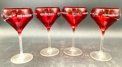 Piper Heidsieck, 4 promotional ruby-red glass...