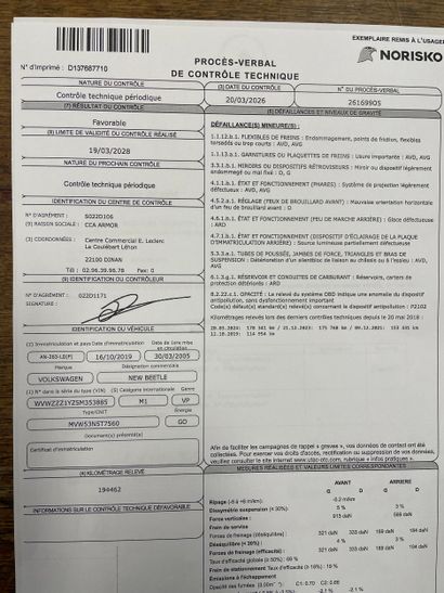 Frais de vente 10 % TTC 
VOLKSWAGEN NEW BEETLE...