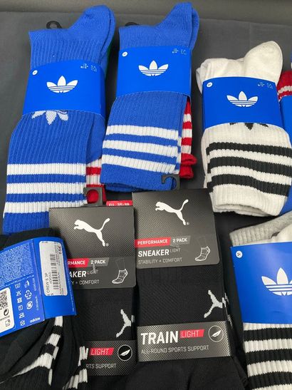 20 lots de 3 paire de chaussettes, dont ADIDAS...