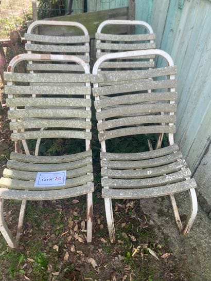 Lot de 4 Chaises Vintage de Jardin et en...