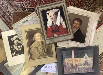 Lot de 8 diverses gravures dt paysages, tableaux...