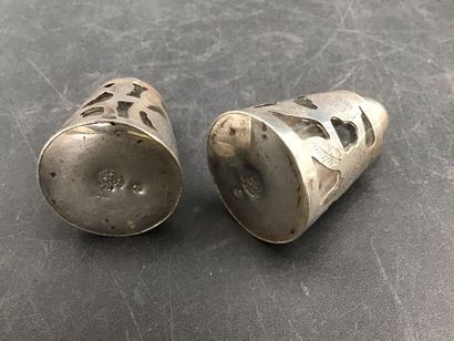 Paire de salières en argent 925, travail...