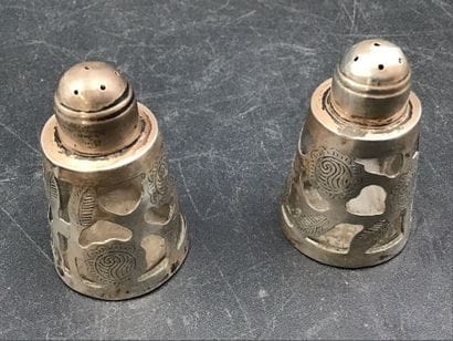 Paire de salières en argent 925, travail...