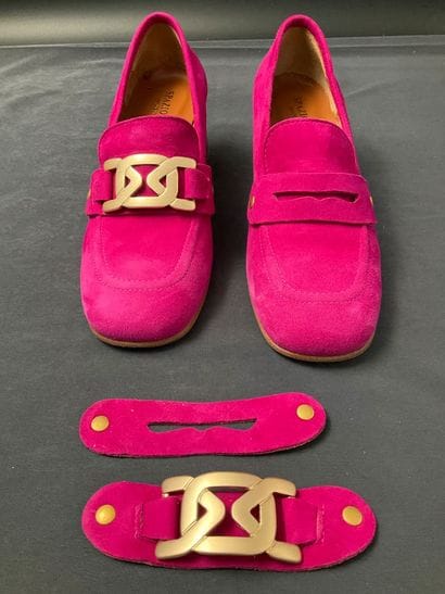 SPAZIOZERO8, leather pumps with interchangeable...