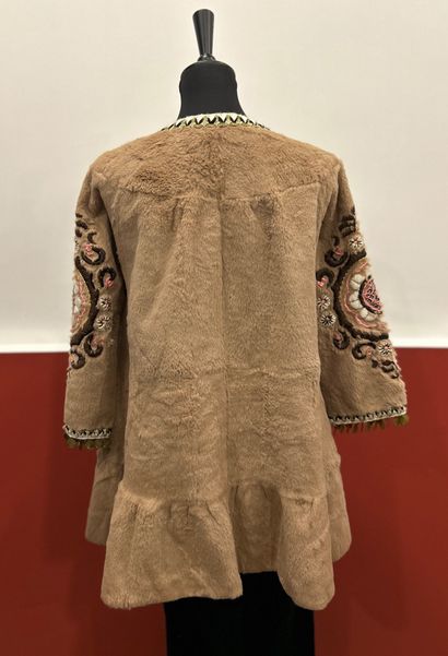 MANOUSH 
Embroidered rabbit coat with polyester...