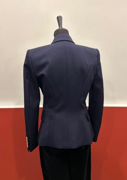 BALMAIN 
Navy-blue 100% virgin wool blazer...