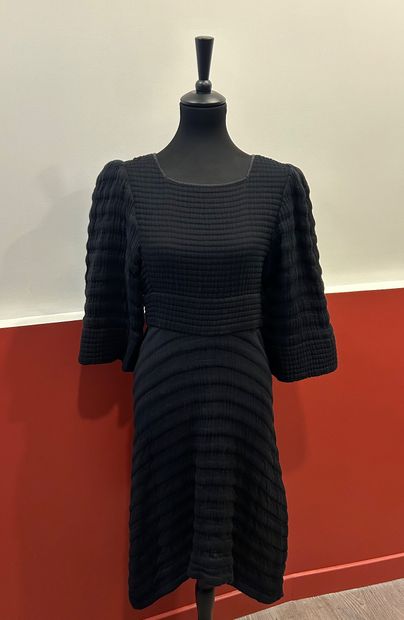 ISABEL MARANT 
Flared dress in black waffle...