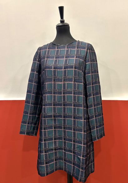 MARNI 
blue, green and copper dress in acetate,...