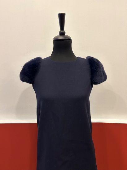 TARA JARMON 
Navy wool and polyester dress,...