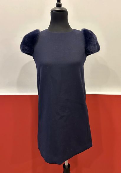 TARA JARMON 
Navy wool and polyester dress,...