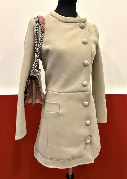 CARVEN 
Beige polyester snap dress with two...