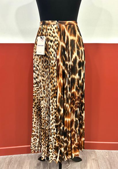 ROBERTO CAVALLI 
Leopard-print pleated sun...