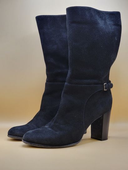 SERGIO ROSSI 
Pair of black suede ankle boots...