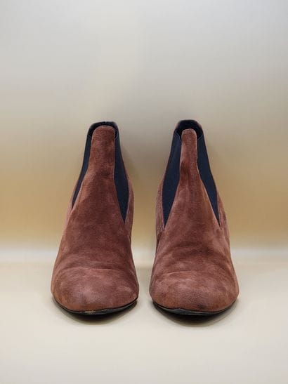 MICHEL VIVIEN 
Bottines en daim cognac, l'intérieur...