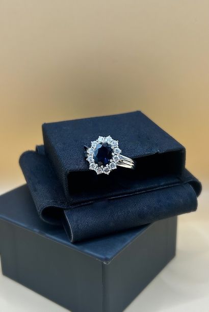 Bague Pompadour en or gris 18 carats (750/1000)...