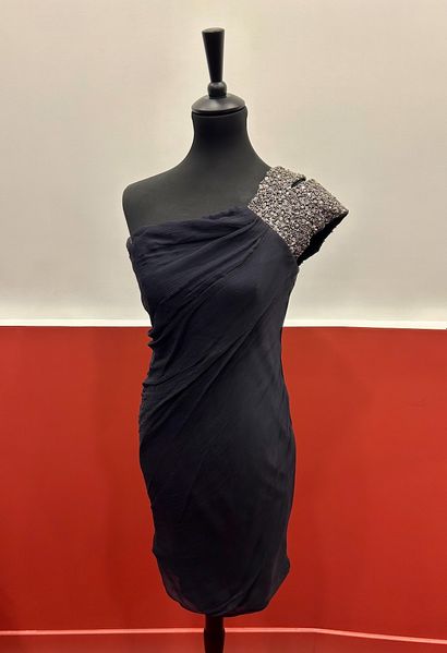 CARLOS MIELE 
Robe du soir en soie noire,...