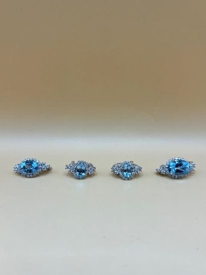 Superbe ensemble en or gris 18 carats (750/1000)...