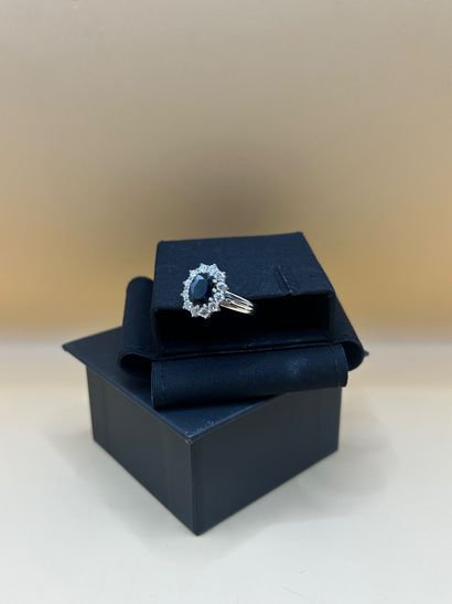 Bague Pompadour en or gris 18 carats (750/1000)...