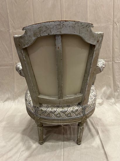 Child's armchair in molded, carved and cream...