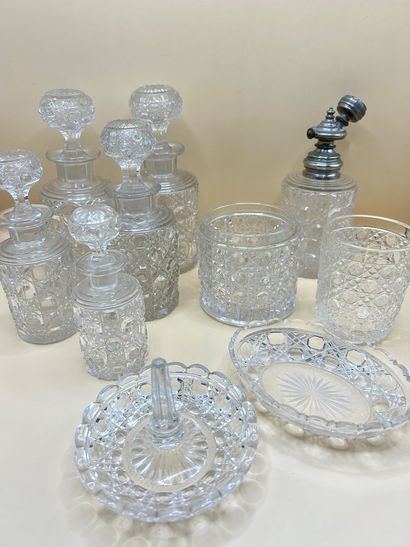 BACCARAT 
Cut crystal toilet set including...