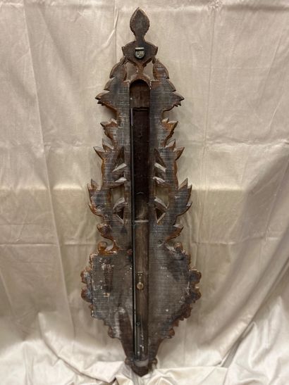 Carved, chased and gilded wood barometer...