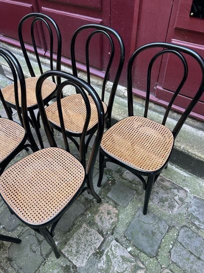 Suite of six blackened bentwood 