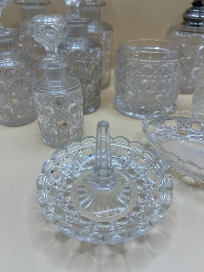 BACCARAT 
Cut crystal toilet set including...