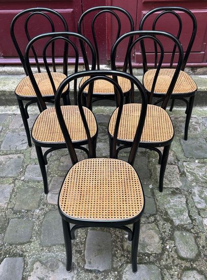 Suite of six blackened bentwood 