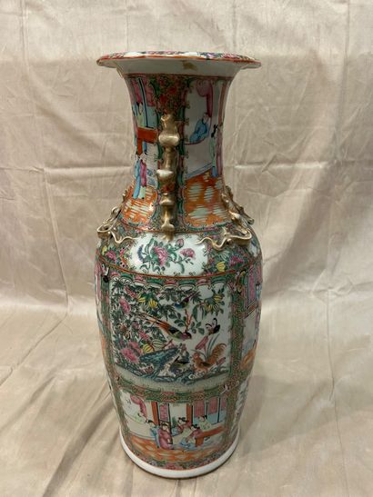 CANTON 
Large porcelain baluster vase with...