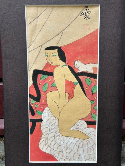 HU Yongkai (b. 1945) 
Female nude 
Felt pen...