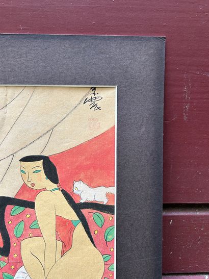 HU Yongkai (b. 1945) 
Female nude 
Felt pen...
