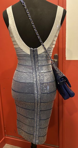 HERVE LEGER 
Stretch-knit evening gown with...