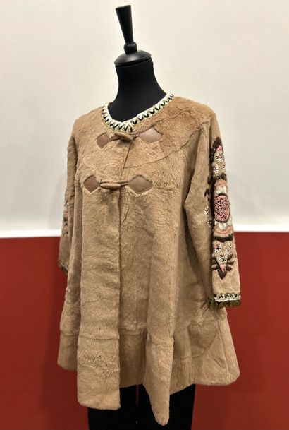 MANOUSH 
Embroidered rabbit coat with polyester...