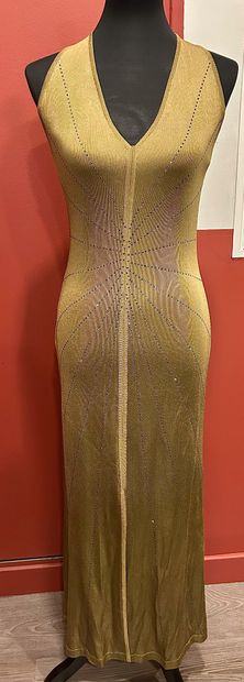 NORA ATTALAI 
Khaki knit dress adorned with...