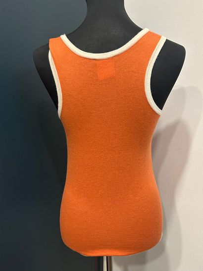 CHANEL 
100% orange cashmere tank top with...