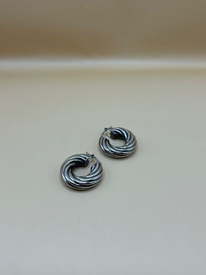 Pair of silver creoles (920/1000) with twisted...