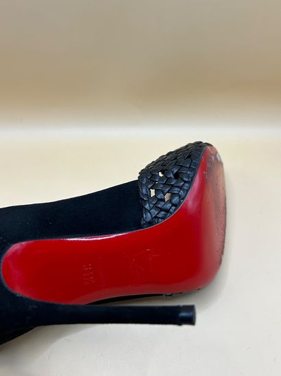 LOUBOUTIN 
Pair of black braided leather...