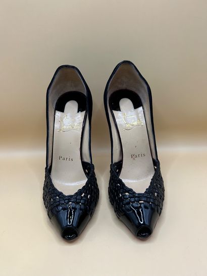 LOUBOUTIN 
Pair of black braided leather...