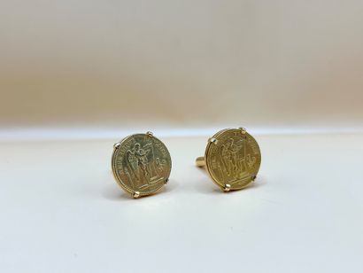 Pair of 18K (750/1000) yellow gold cufflinks...
