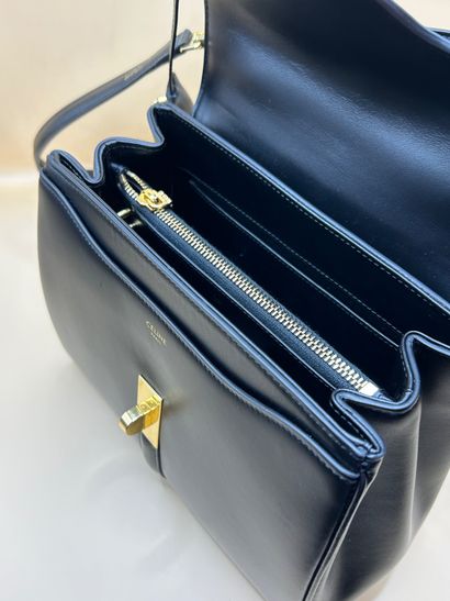 CELINE 
Classic 16 bag in black satin calf...